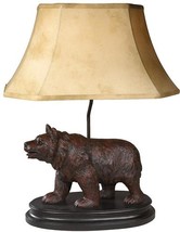 Table Lamp Walking Bear Hand Painted OK Casting 3 Way, Linen Shade, USA Made - £502.60 GBP