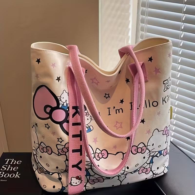 Sanrio Hello Kitty Canvas Reusable Zipper Canvas Tote Bag - Pink Item image 3