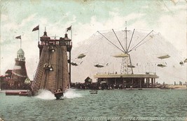 Southport England~Helter Skelter Water Shute &amp; Flying MACHINE~1909 Postcard - £9.20 GBP
