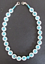 D.D. Designs Turquoise and Mother of Pearl with Sterling Silver 19 1/2&quot; Necklace - £21.92 GBP