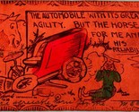 Leather Postcard Comic The Horse and the Automobile 1907 - $9.76