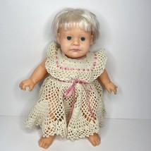 Real Baby Vintage 1986 Hasbro Weighted Soft Body Blonde Hair Crochet Dress 18&quot; - £30.95 GBP