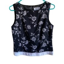 Pendleton Shell Tank Top Womens Size 6 Black and White Floral  Lined Banded - £4.81 GBP