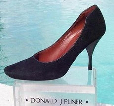 Donald Pliner Couture Black Suede Leather Shoe Pump New Sz 7.5 $255 NIB - £80.59 GBP