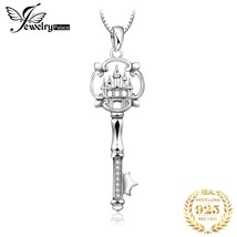 JewelryPalace Cubic Zirconia Castle Key Pendant Necklace Without Chain 925 Sterl - £18.41 GBP