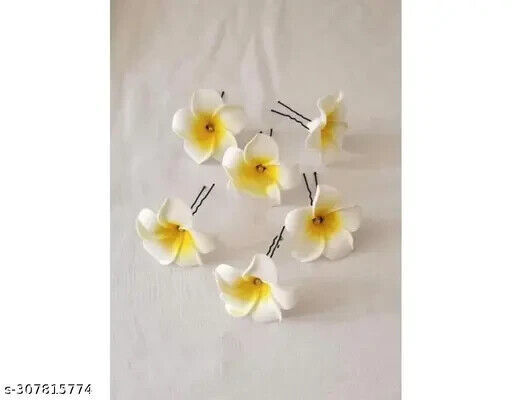 6 pc white clips Beautiful artificial flower - $0.98