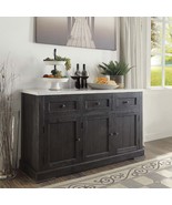 Nolan 58&quot; Server, White Marble Top &amp; Salvage Dark Oak Finish - $24,922.09 MXN