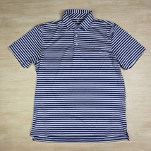 Southern Tide Brrr Polo Shirt Mens Large Blue White Striped Golf Perform... - $28.21