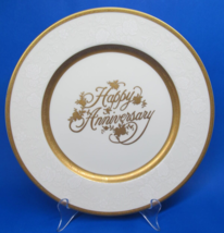 Mikasa Happy Anniversary Plate 10 7/8" Gold Embossed Porcelain Plate - $19.99