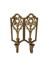 Vintage HOMCO 2 Pc Gold Wall Sconce Set 4229 Candle Holders Hollywood Re... - $222.24 MXN