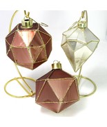 3 Bronze and Gold Colored Glass Fringed Steampunk Geometric Christmas Or... - £14.29 GBP