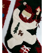 Christmas Red &amp; Green Snowman Scarf Hat Snowflakes 19&quot; Wool Stockings (Q... - $39.99