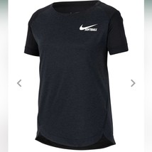 Nike Softball Shirt DriFit Standard Kids Girls Small Mesh Back Black Cosmic Grey - £14.21 GBP