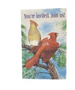 Postcard You&#39;re Invited Join Us Cardinal Birds Sitting On Branch Chrome ... - €4,21 EUR