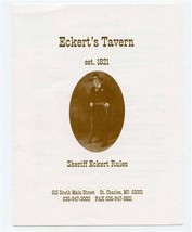 Eckert&#39;s Tavern Menu S Main St St Charles Missouri Sheriff Eckert Rules 2001 - £17.13 GBP