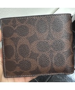 Coach Signature Brown 3-in-1 Wallet Men’s Slim Billfold Leather Trim - $90.00