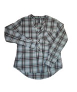 Mountain Hard Wear Women Shirt S/P Blue Plaid Long Sleeve V Neck Button Up - $20.18 CAD