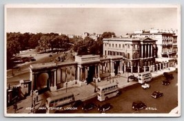 Hyde Park Corner London Double Decker Buses RPPC 1952 to Seymour TX Postcard D28 - £6.90 GBP