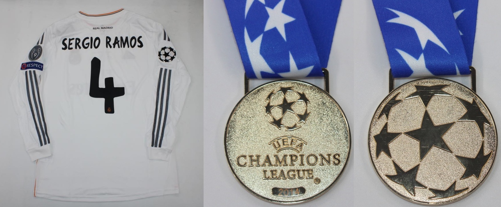 real madrid jersey 2013 2014 shirt sergio ramos ucl final + medal winner... - $125.00
