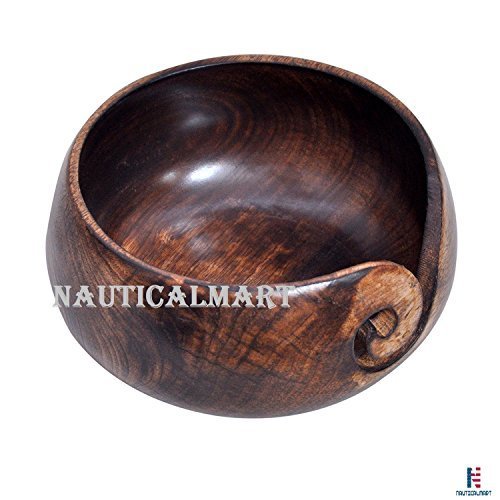 Designer Wooden Yarn Bowl Handmade Mango Wood Yarn Holder Natural Yarn Storage
