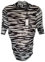Cable &amp; Gauge Women&#39;s Zebra Print Sheer Blouse Top Lined Ruched Sides Size XS - £13.44 GBP