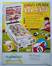 Hot Shot Pinball FLYER Original 1973 Retro Pool Table Game Art Sheet Vintage - £26.43 GBP