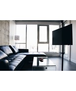  MOFO Pole | Modern TV Stand with Media Glass Shelf. No tools! - $479.00