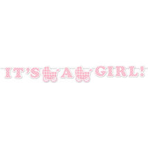It's a Girl Gingham Ribbon Banner - Baby Shower Party Supplies - $6.43