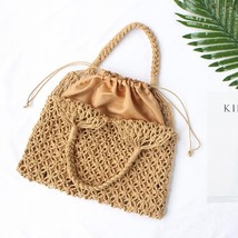 Women Boho Summer Woven Beach Bag Handmade  Out Straw Bag e Tote Girls Cotton Ro - £51.20 GBP
