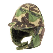 British Army DPM Woodland Surplus Winter Hat Thick Faux Fur W/Liner Medium - $15.98