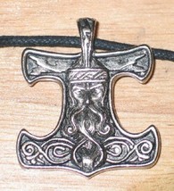 Thor&#39;s Hammer Celtic Visions Metal Pendant Necklace, NEW UNUSED - £7.31 GBP