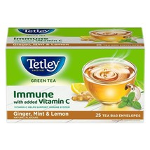 Tetley | Ginger, Mint &amp; Lemon Flavored Green Tea | 25 Tea Bags X 2 PACK - £19.91 GBP