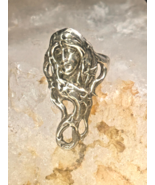 Long Face ring stars band Art Deco celestial size 6.50 sterling silver w... - €108,33 EUR