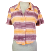 Orange and Pink Short Sleeve Button Up Top Size XL - £19.46 GBP