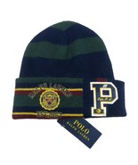 Polo Ralph Lauren Embroidered Logo &quot;P&quot; Patch Striped Beanie Cap One Size... - $69.95