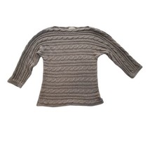 Appleseed&#39;s Gray Boat Neck Cable Knit Long Sleeve Sweater Size Large  - £12.27 GBP