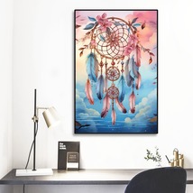 Dream Catcher Modern Art Pastel Framed Mural 12&#39; X 18&#39; Wall Art Home Decor  - £36.08 GBP