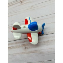 Vtg Fisher Price Toy Airplane Plane Blue White Red For Flip Track Road Rail Set - $7.69