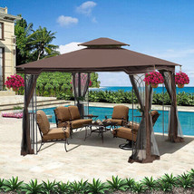 10x10 Outdoor Patio Gazebo Canopy Tent With Ventilated Double Roof - £250.28 GBP