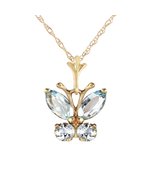 Galaxy Gold GG 9K Yellow Gold Aquamarine Butterfly Pendant Necklace (16 ... - $227.69+