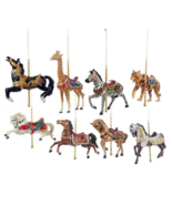 KURT ADLER 5&quot; SET OF 8 CAROUSEL HORSE &amp; ANIMAL CHRISTMAS ORNAMENT SET C8523 - $2,710.32 MXN