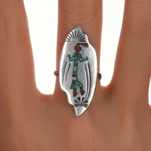 sz8.5 1970&#39;s Navajo silver chip inlay ring - $74.25