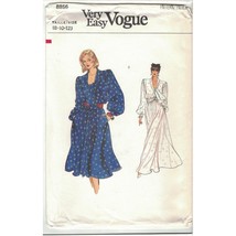 Vintage Very Easy Vogue 8856 Tie Neck Maxi Dress Pattern 1980s Sz 8 10 12 Uncut - £13.06 GBP