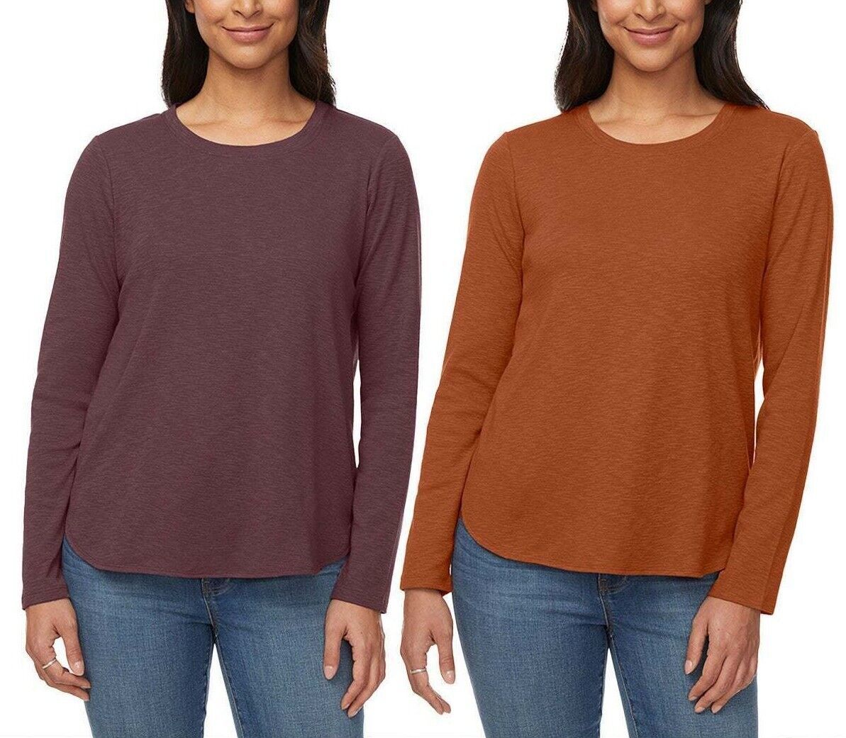 Kirkland Long Sleeve Slub Tee TShirt Cotton BLACK, GREEN, RUST, PURPLE NEW XS-XL
