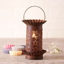 PUNCHED TIN WAX TART WARMER Handmade COUNTRY STARS Accent Light in 3 Fin... - $34.97