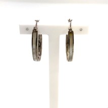 Vintage Signed Sterling CW Handmade Solid Elongated Oval Hoop Earrings - £38.89 GBP