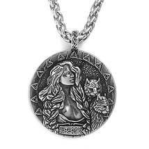 Goddess Freyja Coin Necklace | Norse Mythology Freya Pendant | Viking Pagan Wors - £13.83 GBP