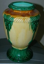 Vintage Ceramic Urn Vase 10 Inch Yellow Green Greek? Mexico? - $27.36 CAD