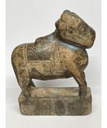 Toy Nandi Cow Bull Carved Wood Figure Decor Cracked Base Hinduism Small - $2,225.33 MXN
