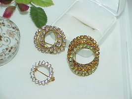 3pc lot Infinity Double Triple Ring Circle Pins Color Glass Rhinestone G... - $373.28 MXN